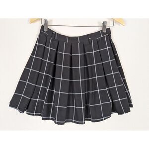 Hot Topic Black White Plaid‎ Pleated Mini Skirt Women S Punk Goth Rock